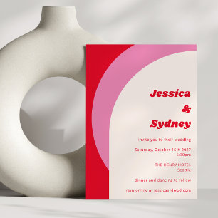 Modern Bold Geometric Arch Red Pink Invitation
