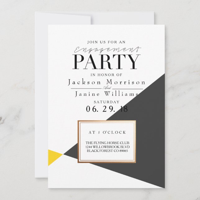 Modern Bold Geometric Engagement Party Invitation (Front)