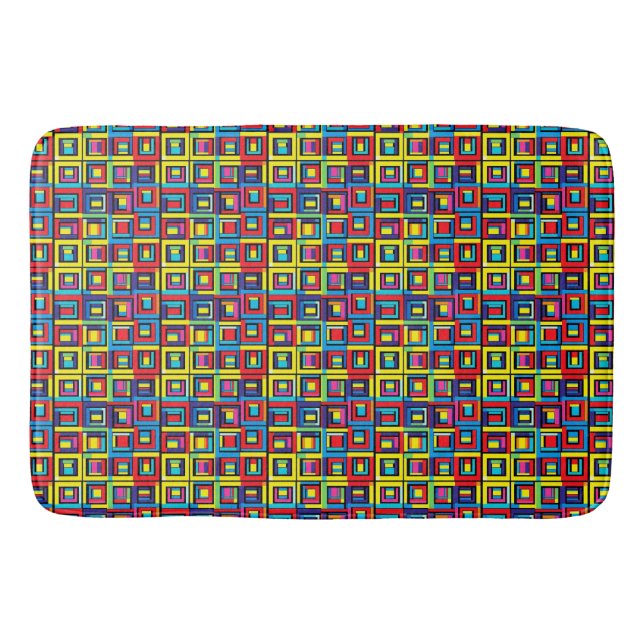 Modern Bold Geometric Tiles Bath Mat (Front)