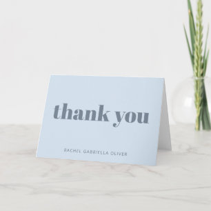 Modern Bold Glacier Blue Personalized Bat Mitzvah  Thank You Card
