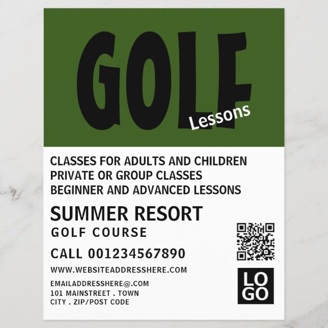 Modern Bold, GoIf Lesson Advertising Flyer (Front)