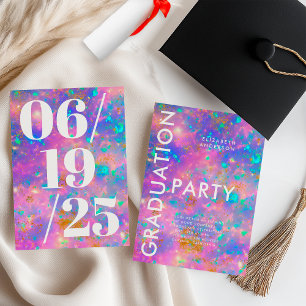 Modern Bold Gold Opal Stone Graduation Party Invitation