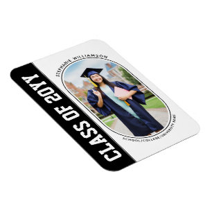Modern Bold Grad Photo School College Graduation Magnet