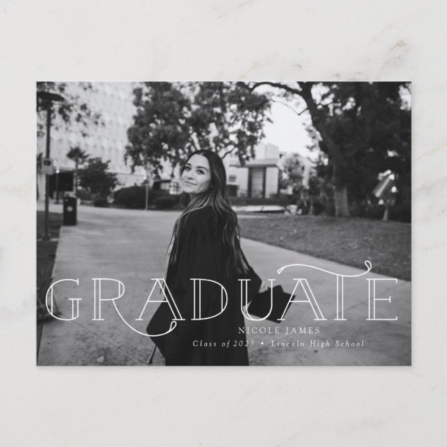 Modern Bold Graduation Announcement Postcard (Front)