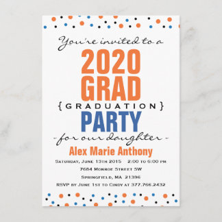 Modern Bold Graduation Party Invitation - Orange