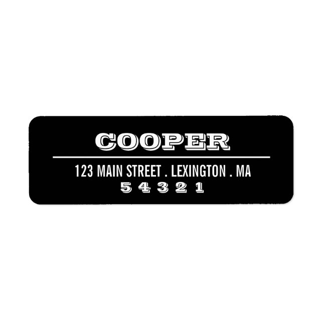 Modern Bold Graphic Black | White Address Label (Front)