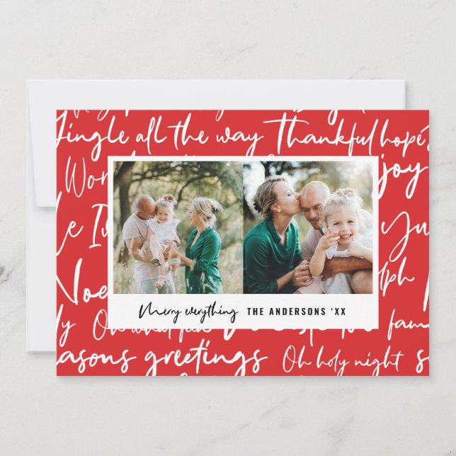 Modern bold graphic christmas photo holiday card (Front)