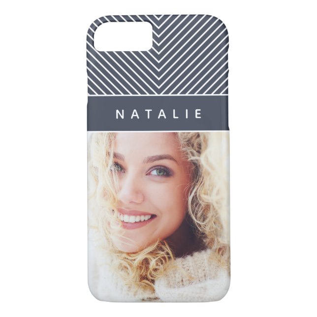 Modern, bold, graphic geometric stripe personalise Case-Mate iPhone case (Back)