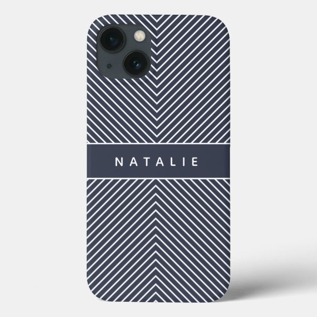 Modern bold, graphic geometric stripe personalised Case-Mate iPhone case (Back)
