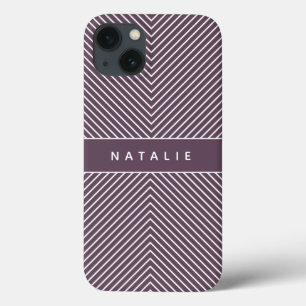 Modern bold, graphic geometric stripe personalised iPhone 13 case