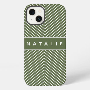 Modern bold, graphic geometric stripe personalised iPhone 13 case