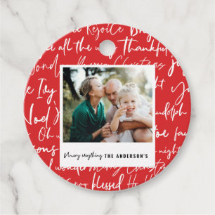 Modern bold graphic typography christmas photo hol favour tags