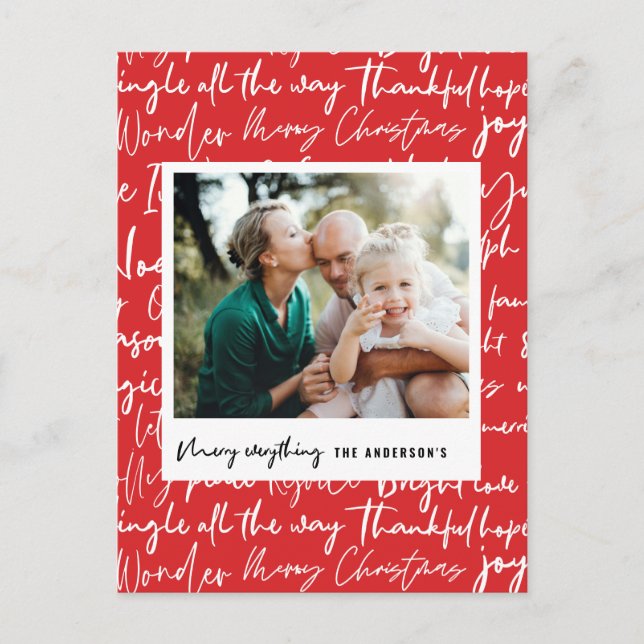 Modern bold graphic typography christmas photo hol holiday postcard (Front)