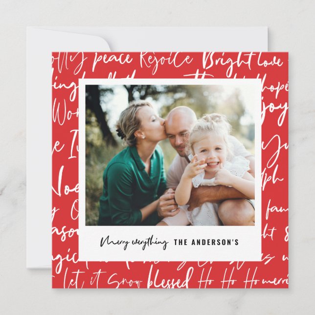 Modern bold graphic typography christmas photo holiday card (Front)