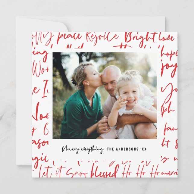 Modern bold graphic typography christmas photo holiday card (Front)