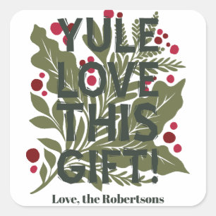 Modern bold graphic typography recipe holiday square sticker