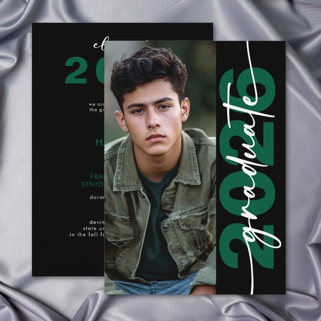 Modern Bold Green Typography Grad Announcement (Modern Bold Green Typography Grad Announcement)