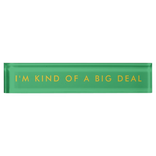Modern Bold Green Yellow Bright Desk Name Plate (Front)