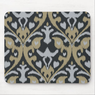 Modern bold grey beige black ikat tribal pattern mouse mat