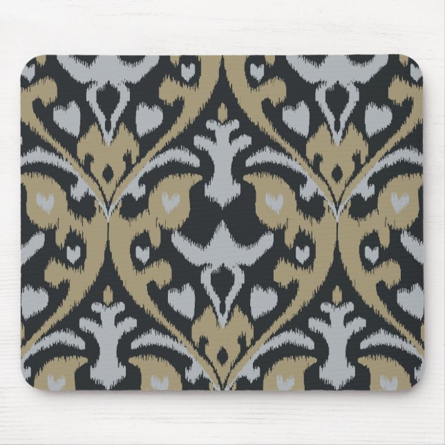 Modern bold grey beige black ikat tribal pattern mouse mat (Front)