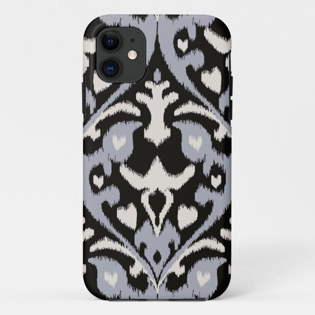 Modern bold grey black ikat tribal pattern Case-Mate iPhone case (Back)