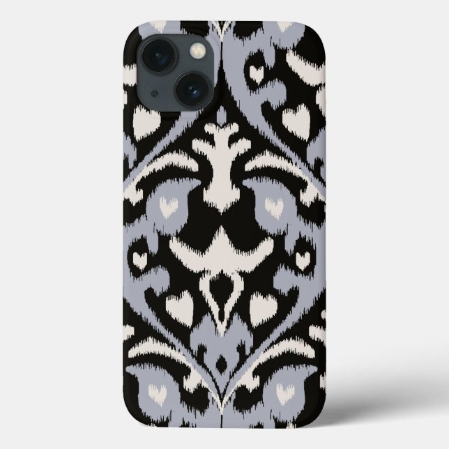 Modern bold grey black ikat tribal pattern Case-Mate iPhone case (Back)