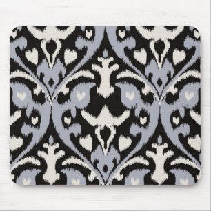 Modern bold grey black ikat tribal pattern mouse mat