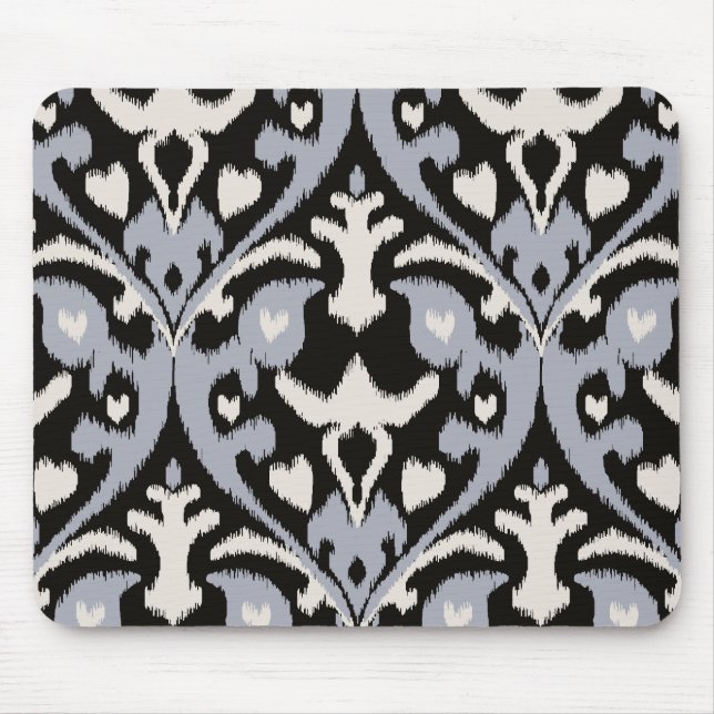 Modern bold grey black ikat tribal pattern mouse mat (Front)