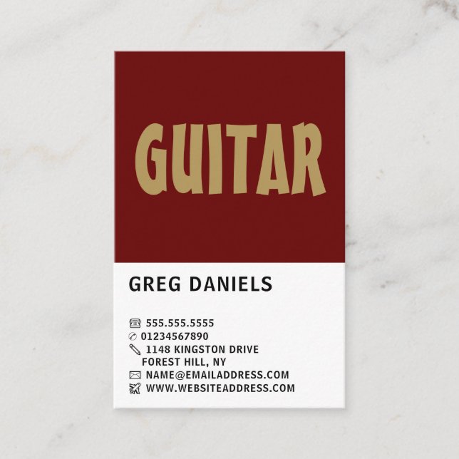 Modern Bold, Guitarist, Professional Musician Business Card (Front)