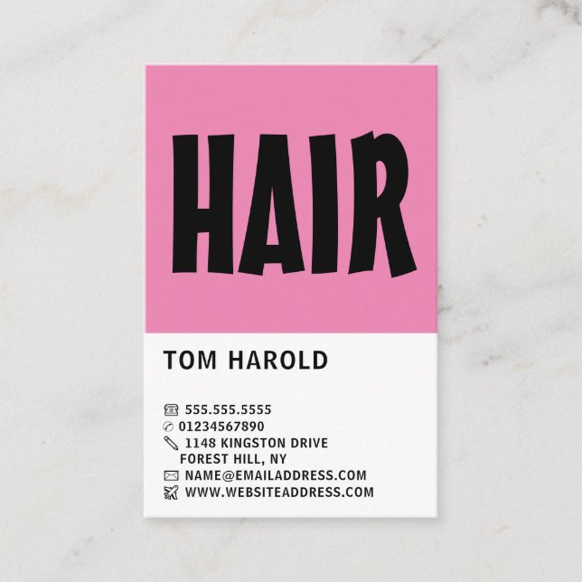 Modern Bold, Hair & Cosmetics Business Card (Front)