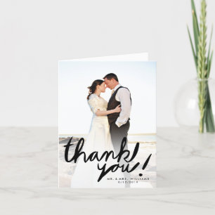 Modern Bold Hand Script Photo Thank You Card
