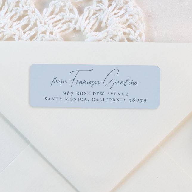 Modern Bold Handwritten Dusty Blue Return Address (Return Address Label Mock-up)