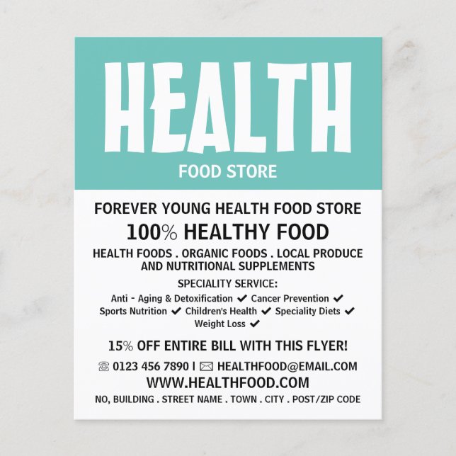 Modern Bold, Health Food Store Advertising Flyer (Front)