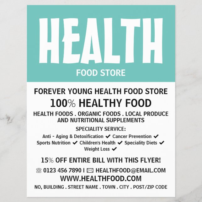 Modern Bold, Health Food Store Advertising Flyer (Front)