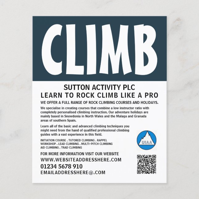 Modern Bold, Hiking & Climbing Advert Flyer (Front)