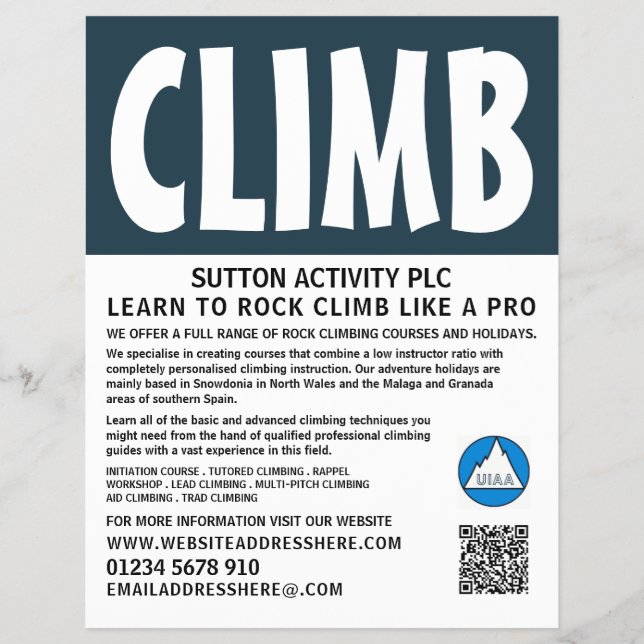 Modern Bold, Hiking & Climbing Advertising Flyer (Front)