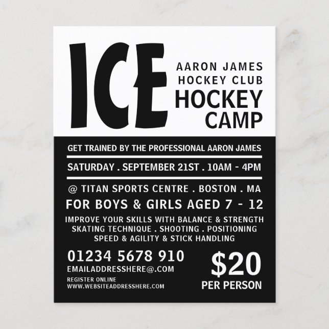 Modern Bold, Hockey Camp Advertising Flyer (Front)