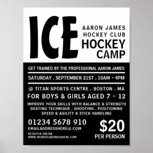 Modern Bold, Hockey Camp Advertising Poster