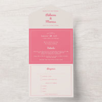 Modern Bold Hot Pink Fuchsia Retro Vibes Wedding