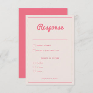 Modern Bold Hot Pink Fuchsia Retro Vibes Wedding RSVP Card