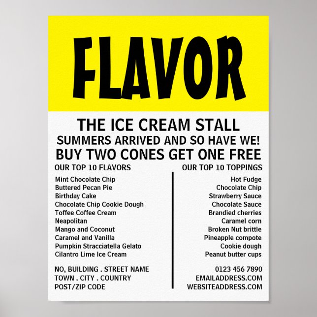 Modern Bold, Ice Cream Parlour Advertising Poster (Front)