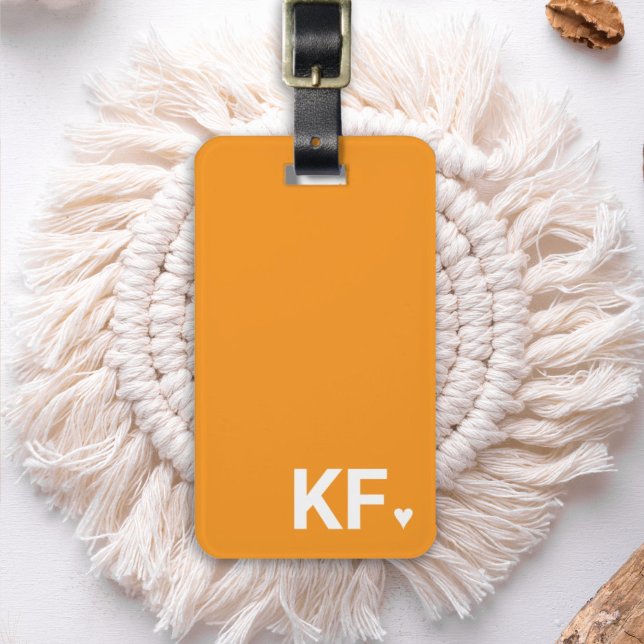 Modern Bold Initial Monogram Heart Personalised Luggage Tag (Creator Uploaded)