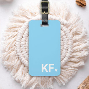 Modern Bold Initial Monogram Heart Personalised Luggage Tag