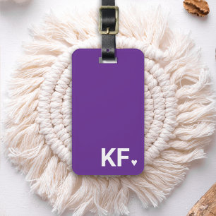 Modern Bold Initial Monogram Heart Personalized Luggage Tag