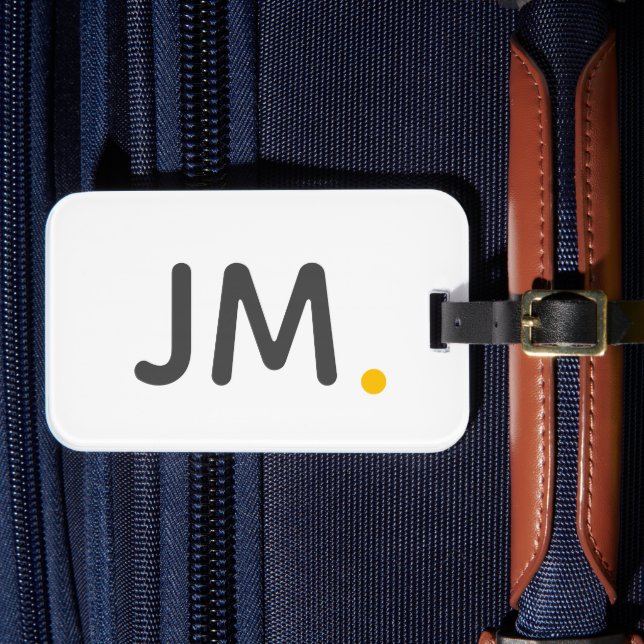 Modern Bold Initials | Stylish Mustard Monogram Luggage Tag (Front Insitu 4)