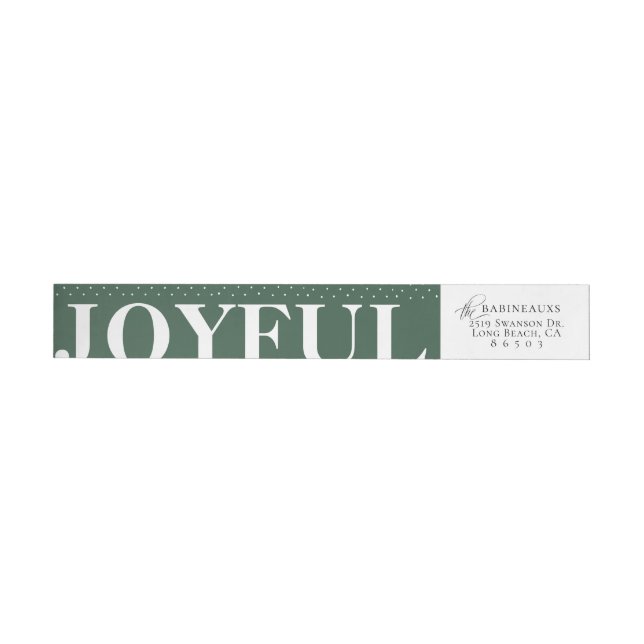 Modern Bold JOYFUL Green Wraparound Address Label (Individual)