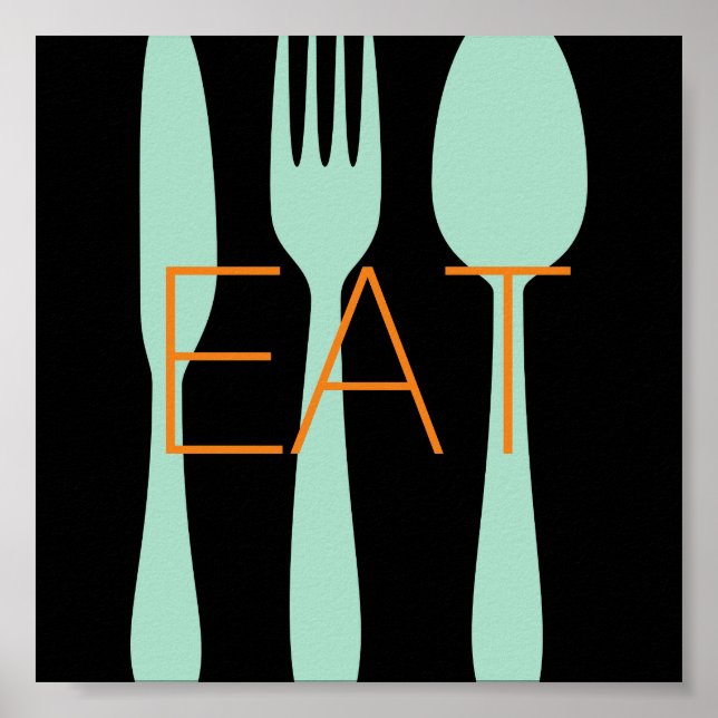modern bold kitchen quote word art eat poster (Front)