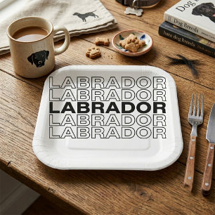 Modern Bold Labrador Typography Graphic  Paper Plate