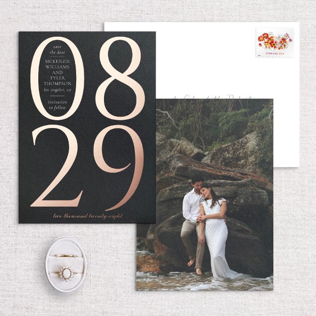 Modern Bold Large Date on Black Save the Date (Creator Uploaded)