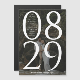 Modern Bold Large Date Photo Background Save The D Magnetic Invitation